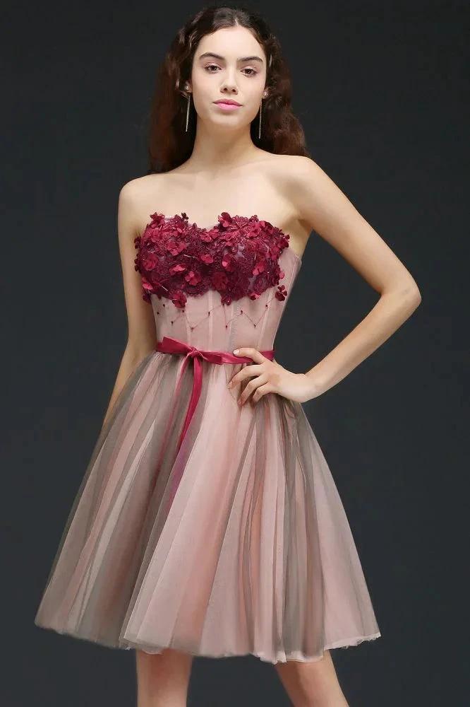 Strapless Knee-length Tulle Princess Homecoming Dress by misshow.com