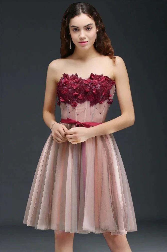 Strapless Knee-length Tulle Princess Homecoming Dress by misshow.com