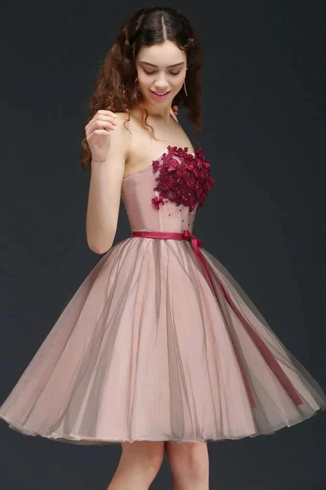Strapless Knee-length Tulle Princess Homecoming Dress by misshow.com