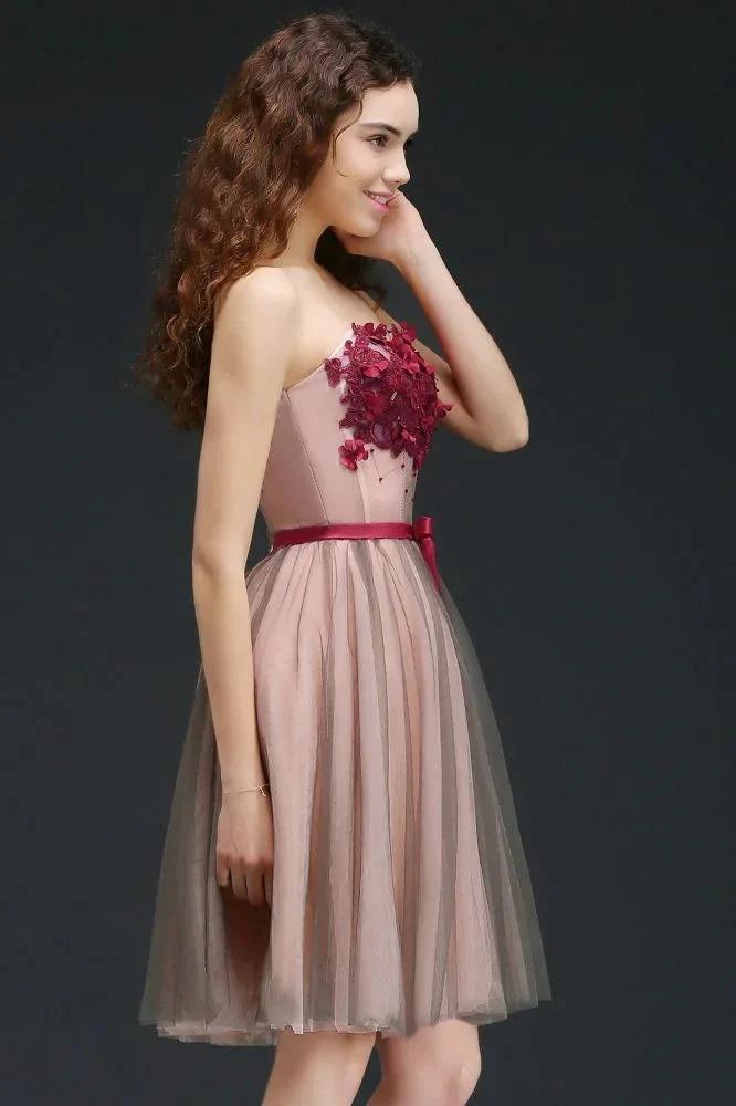 Strapless Knee-length Tulle Princess Homecoming Dress by misshow.com