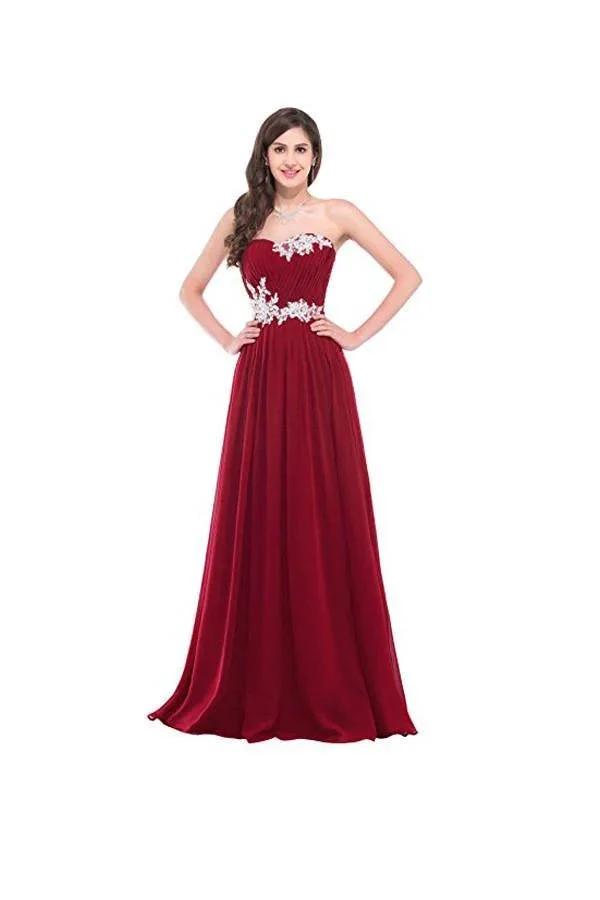 Strapless Long Evening Dress with Appliques Prom Dresses PG276 by pgmdress