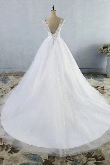Strapless s Princess Wedding Dress Sleeveless Bridal Wears weep Train by misshow.com