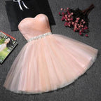 Strapless Sweetheart Neck Homecoming Dress Blush Pink Short Prom Dresses PD304 by pgmdress