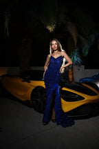 Kadrina |Mermaid V Neck Sequins Long Prom Dress with Slit by KissProm