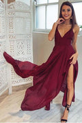 Straps V Neck Burgundy High Low Party Dress Homecoming Dresses PD310 by pgmdress