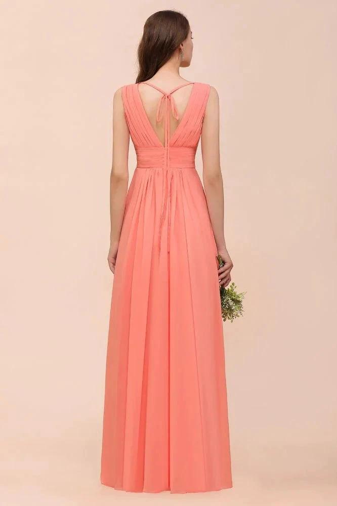 Straps V-Neck Floor Length Bridesmaid Dress Wedding Party Dress by misshow.com