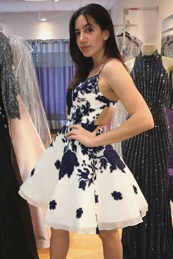 Vestido de Organza Branco com Alças para Festa de Regresso a Casa com Aplicações de Renda PD031