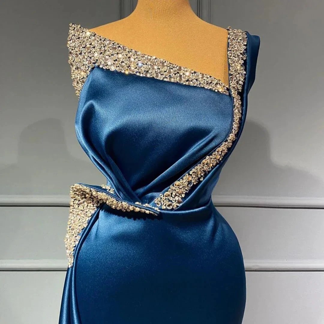Stunning Long One shoulder Stretch Satin Mermaid Prom Dress by BIZTUNNEL