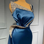 Stunning Long One shoulder Stretch Satin Mermaid Prom Dress by BIZTUNNEL