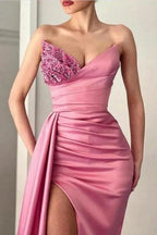 Stunning Satin Side Slit Sleeveless Long Evening Dress by misshow.com