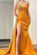 Stunning Satin Side Slit Sleeveless Long Evening Dress by misshow.com