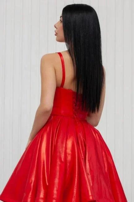 Stunning Short Red A-line Spaghetti Straps V-neck Homecoming Dresses by misshow.com