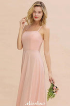 Stylish Chiffon Straps Sleeveless Floor-Length A-Line Ruffles Bridesmaid Dress by misshow.com