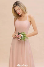 Stylish Chiffon Straps Sleeveless Floor-Length A-Line Ruffles Bridesmaid Dress by misshow.com