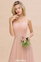 Stylish Chiffon Straps Sleeveless Floor-Length A-Line Ruffles Bridesmaid Dress by misshow.com