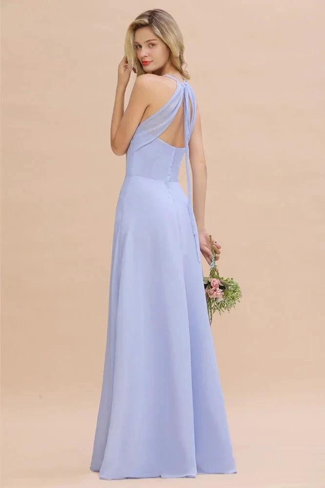 Stylish Halter V-Neck Sleeveless Floor-Length A-Line Bridesmaid Dress by misshow.com