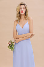 Stylish Halter V-Neck Sleeveless Floor-Length A-Line Bridesmaid Dress