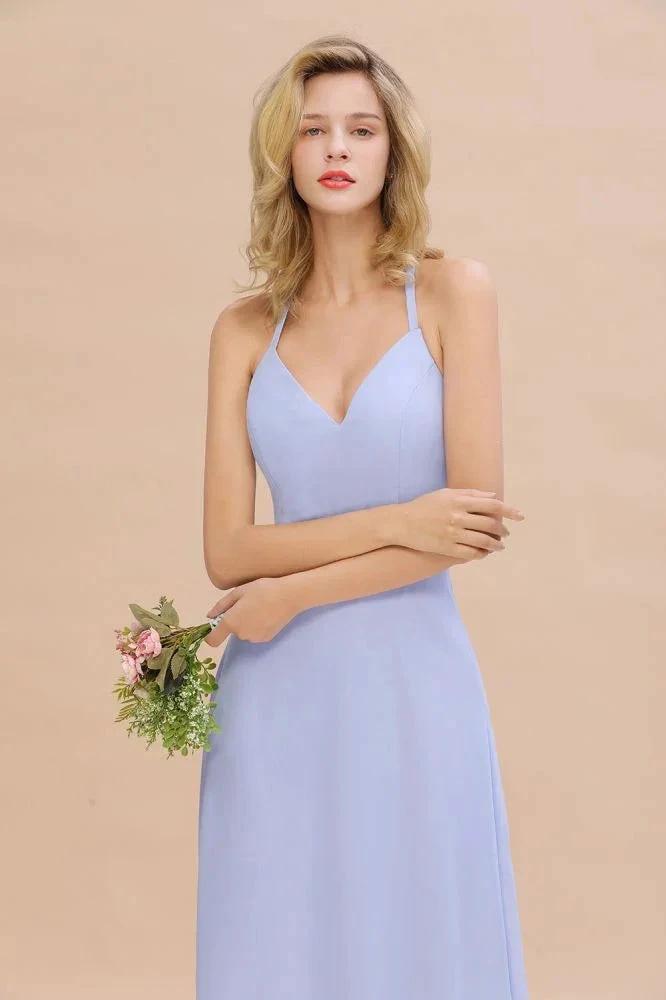 Stylish Halter V-Neck Sleeveless Floor-Length A-Line Bridesmaid Dress by misshow.com