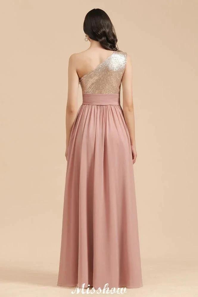 Stylish One Shoulder Sequins Chiffon Evening Party Dress Prom Dress by misshow.com