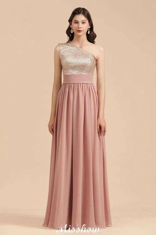 Stylish One Shoulder Sequins Chiffon Evening Party Dress Prom Dress by misshow.com