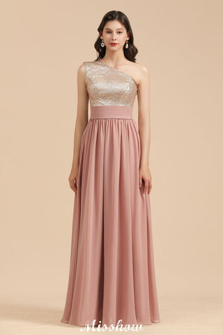 Stylish One Shoulder Sequins Chiffon Evening Party Dress Prom Dress