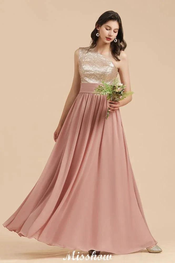 Stylish One Shoulder Sequins Chiffon Evening Party Dress Prom Dress by misshow.com