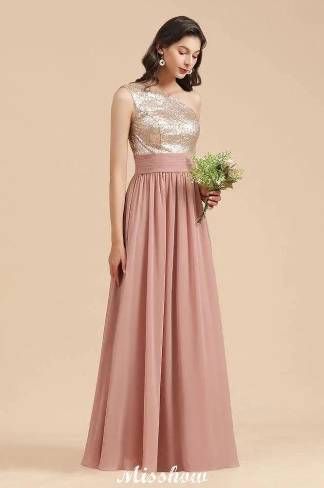 Stylish One Shoulder Sequins Chiffon Evening Party Dress Prom Dress by misshow.com