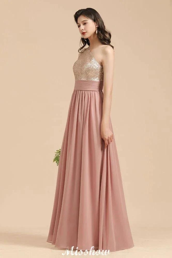 Stylish One Shoulder Sequins Chiffon Evening Party Dress Prom Dress by misshow.com