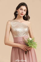 Stylish One Shoulder Sequins Chiffon Evening Party Dress Prom Dress by misshow.com