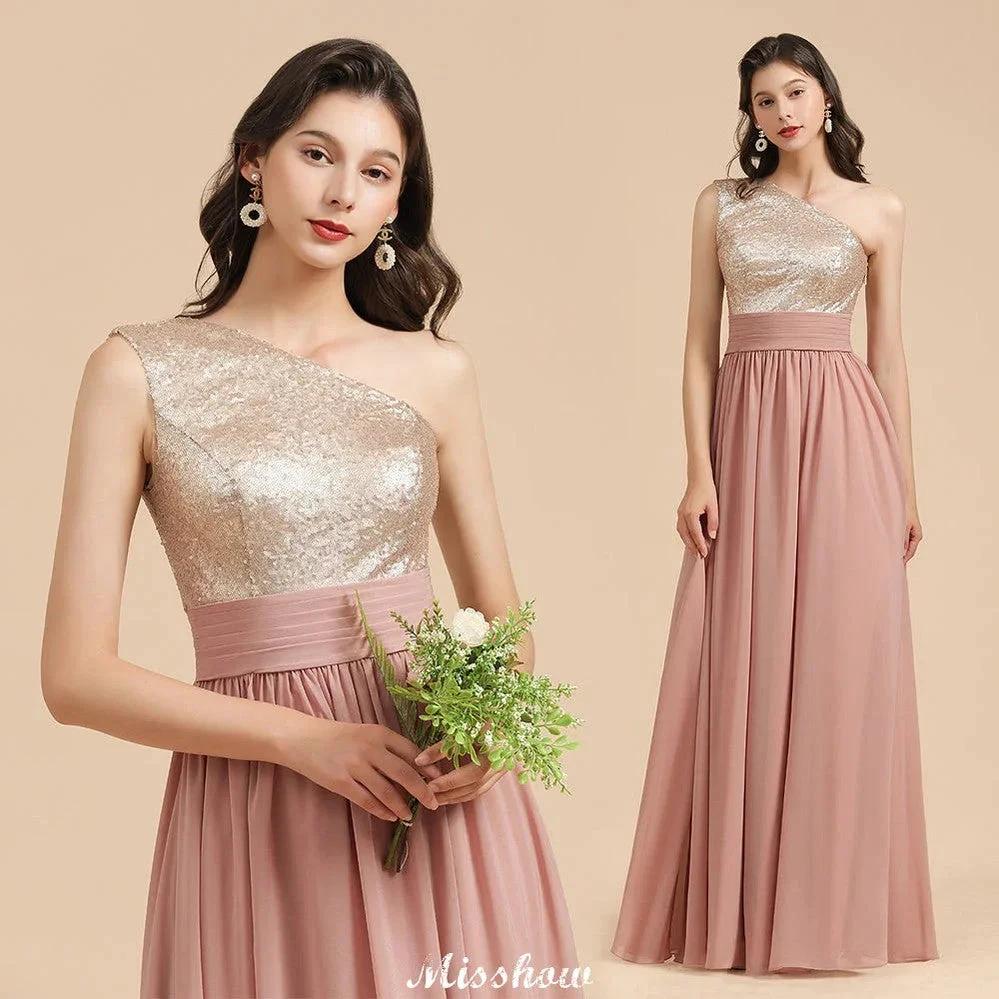 Stylish One Shoulder Sequins Chiffon Evening Party Dress Prom Dress by misshow.com