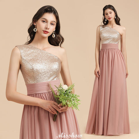 Stylish One Shoulder Sequins Chiffon Evening Party Dress Prom Dress
