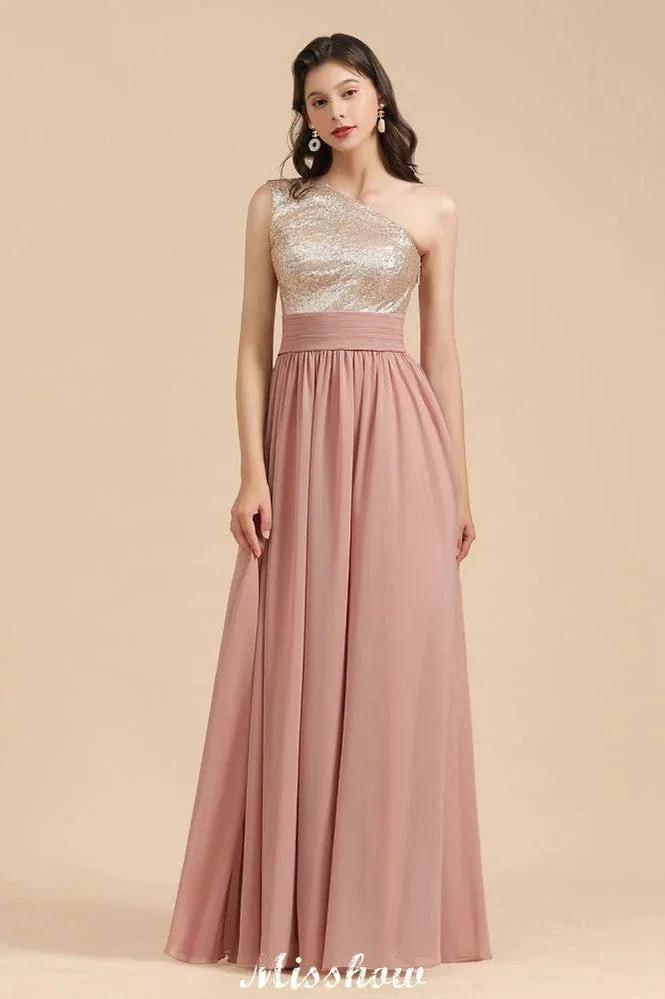 Stylish One Shoulder Sequins Chiffon Evening Party Dress Prom Dress by misshow.com