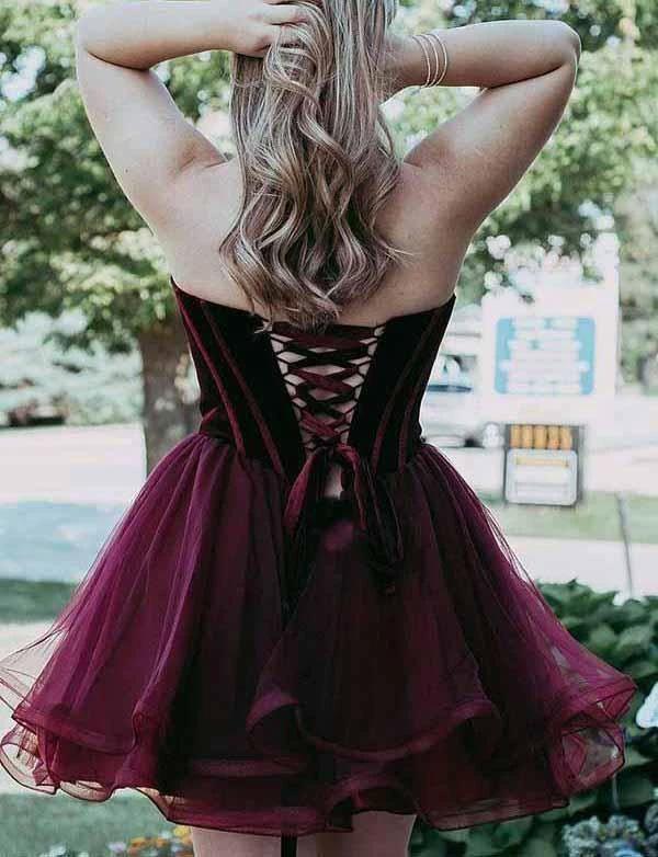 Stylish Short A-Line Sweetheart Lace-up Tulle Prom Dress by BIZTUNNEL