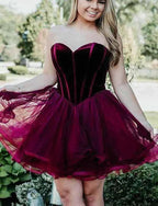 Stylish Short A-Line Sweetheart Lace-up Tulle Prom Dress by BIZTUNNEL
