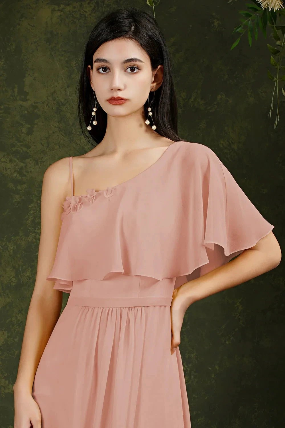Stylish Split Front One-shoulder Tulle Aline Prom dress by misshow.com
