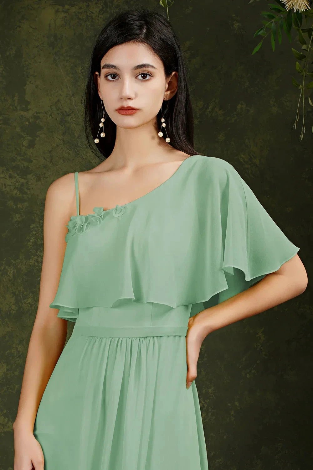 Stylish Split Front One-shoulder Tulle Aline Prom dress by misshow.com