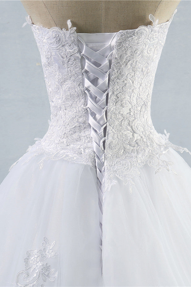 Stylish Strapless Sweetheart A-Line Wedding Dress Sleeveless Appliques Bridal Gowns