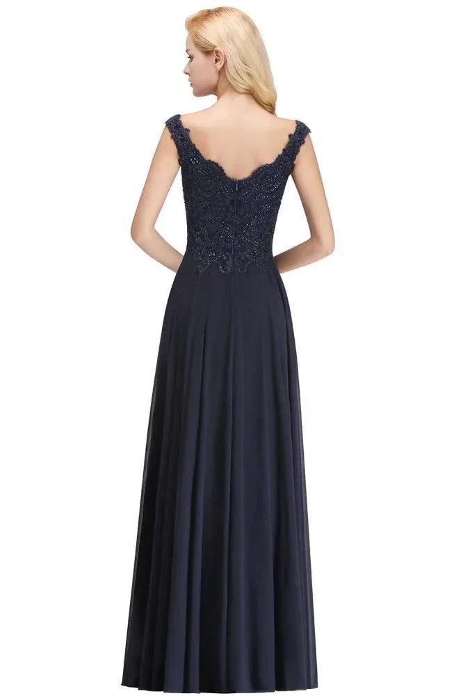 Stylish Straps Aline Beading Evening Maxi Dress Sleeveless V-Neck Wedding Guest Dress by misshow.com