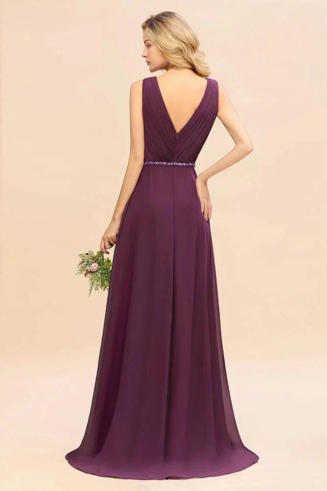 Stylish V-Neck Hi-Lo Party Dress A-line Beads Chiffon Bridesmaid Dress by misshow.com