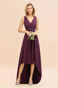 Stylish V-Neck Hi-Lo Party Dress A-line Beads Chiffon Bridesmaid Dress by misshow.com