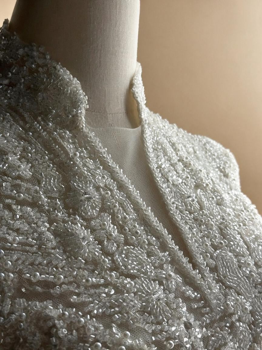 Luxury Sequin Pearl Long Sleeve Ball Gown Wedding Dress SW518