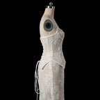 White Strapless Corset Lace Up Back Sheath Wedding Dress SW744