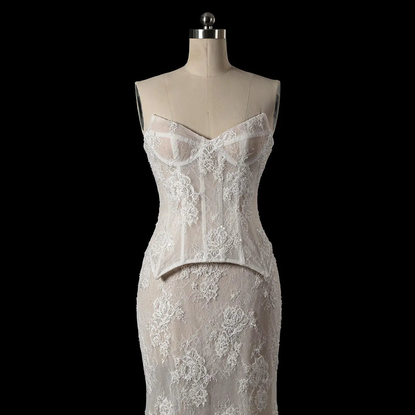 White Strapless Corset Lace Up Back Sheath Wedding Dress SW744