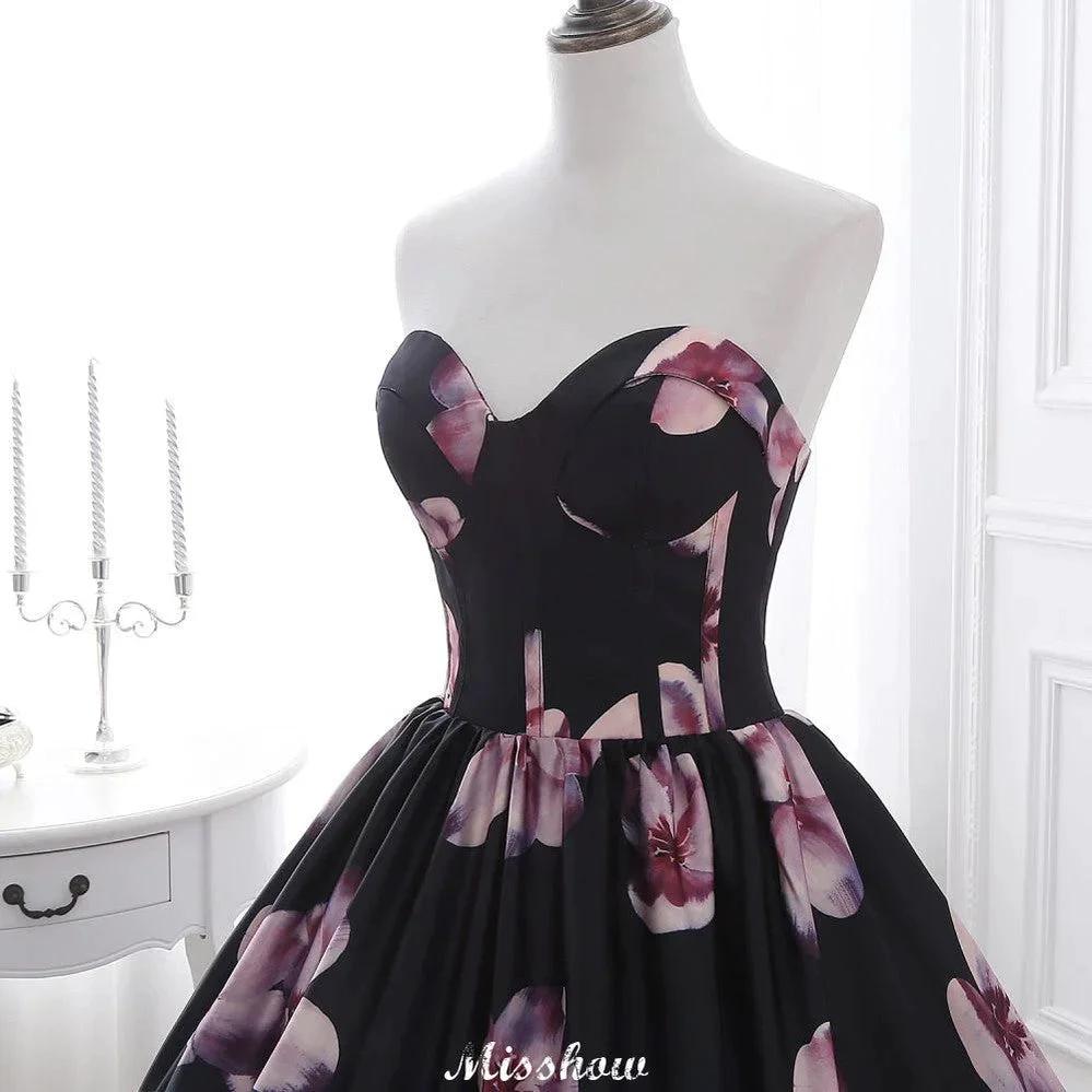 Sweetheart A Line Long Print Flower Evening Dresses by misshow.com