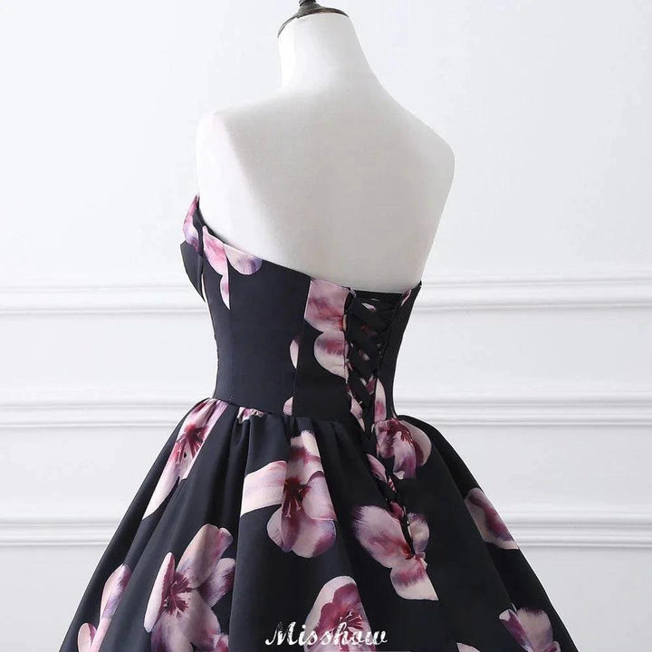 Sweetheart A Line Long Print Flower Evening Dresses by misshow.com