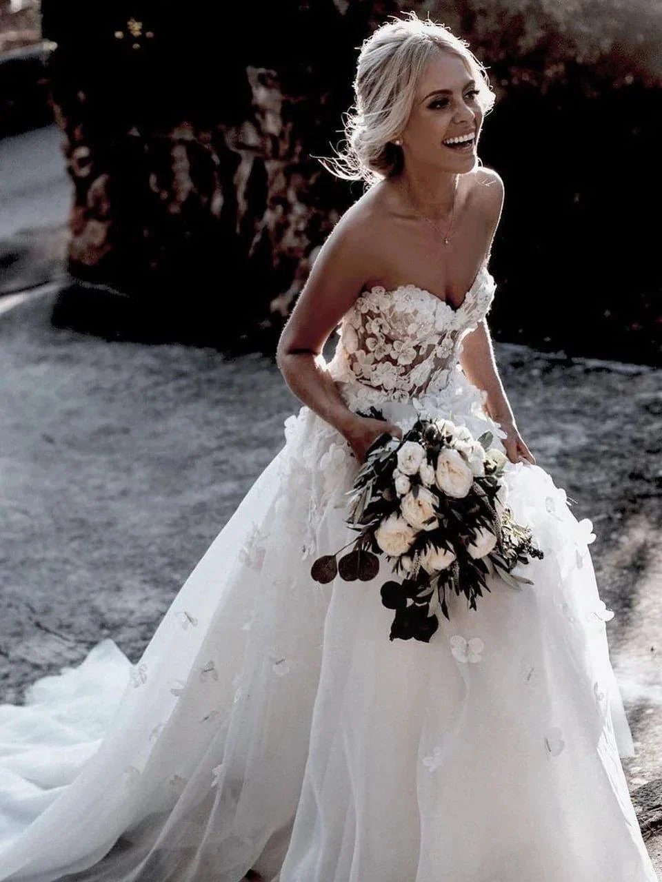 Sweetheart A-line Wedding Dresses Tulle Appliqued Gowns WD466 by pgmdress