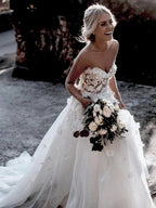 Sweetheart A-line Wedding Dresses Tulle Appliqued Gowns WD466 by pgmdress