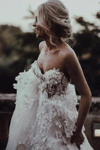Sweetheart A-line Wedding Dresses Tulle Appliqued Gowns WD466 by pgmdress