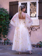 Sweetheart Neck Embroidered Lace Maxi Length Tulle Gown by Anne of Brittany