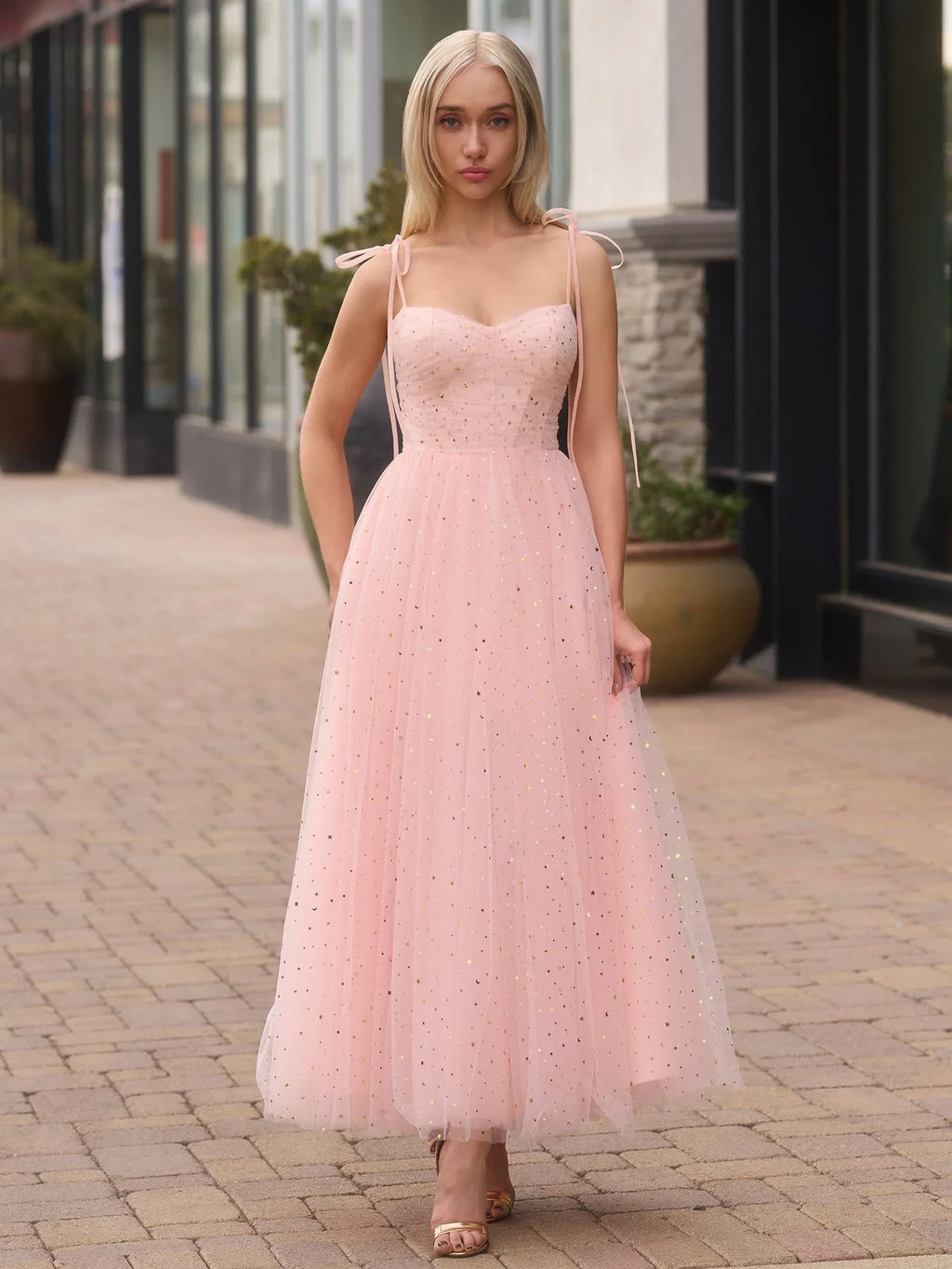 Sweetheart Neckline Starlit Cloar Maxi Length Tulle Prom Dress by Anne of Brittany